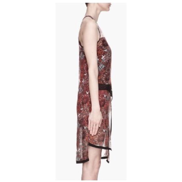 Helmut Lang Red Mandala Print Silk Dress Asymmetrical Wrap Sleeveless size 2 - Picture 12 of 12